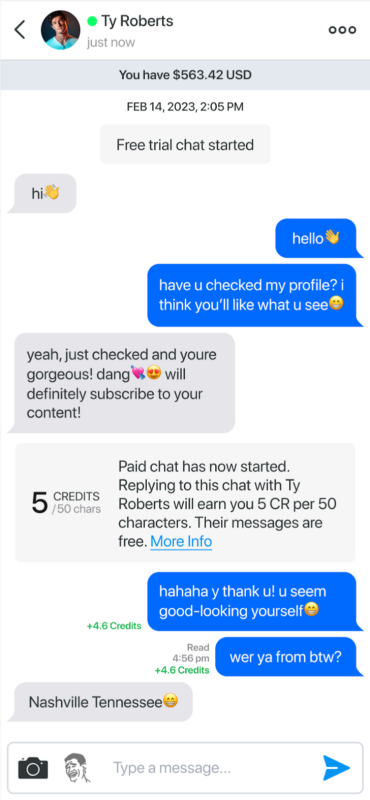 Paid chat content